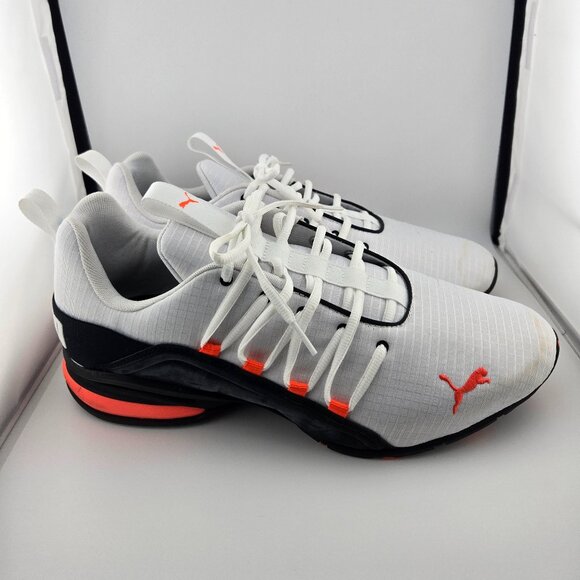 🔥 Puma Men’s Axelion Rip Training Sneakers | Size 12 | White/black/orange - Picture 3 of 13